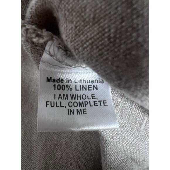 Flax 100% Linen Asymmetrical Layered Top Sz M Beige Short Sleeve Lagenlook Boho - Picture 8 of 8